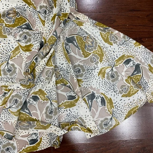 Free People / Pebble Crepe Maxi Skirt / Boho Floral Thigh High Slit Sz 2 - Picture 7 of 11